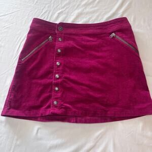 ✨KUHL Women’s Size 6 mini Skirt wine Corduroy Button Front Mini Casual Pockets